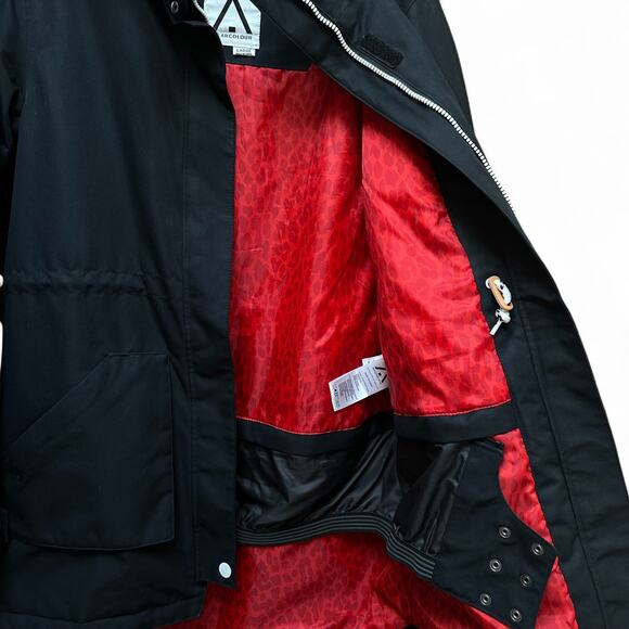 WEARCOLOUR Black Red Lined‎ Hooded Jacket Men's Size L Waterproof Snow Ski Coat - Picture 6 of 14